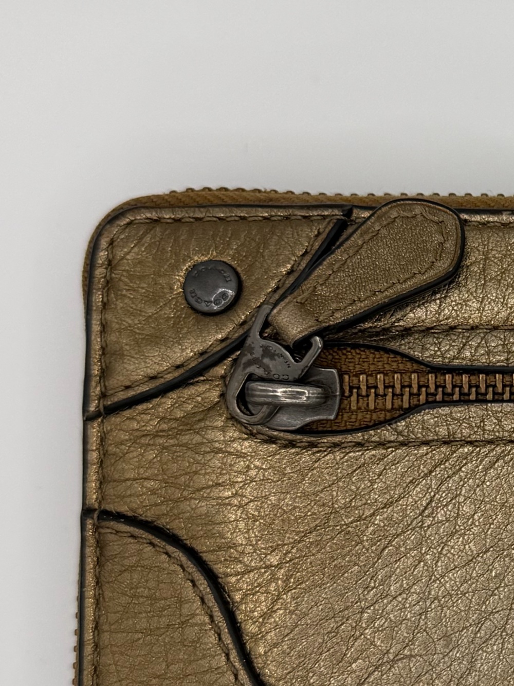 Coach Metallic Mickie (F52645) Bronze Toned Leather Wallet - Picture 8 of 12